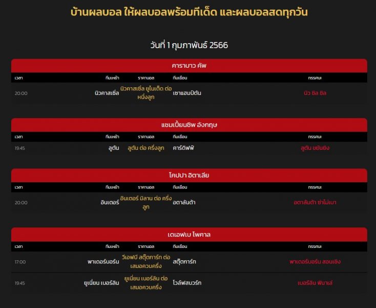 โปรแกรมถ่ายทอดสดไทยลีก